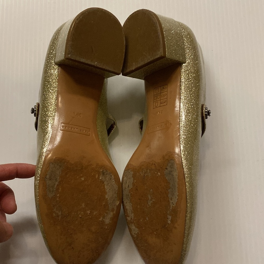 Marc Jacobs Lexi Gold Glitter Mary Jane Strap Pump Shoe Made in Italy - 39 1/2 - Picture 5 of 10